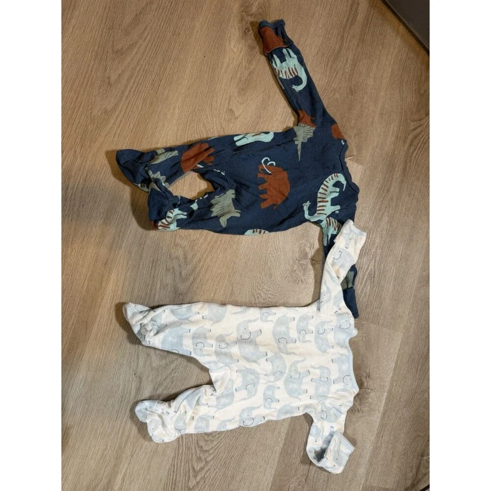 Just One You Carter's Footed Pajamas NB Newborn Lot 2 Sleep Play Elephant Dino